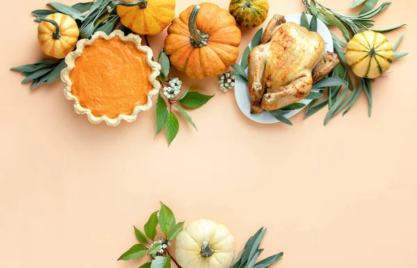 Thanksgiving card or invitation template with a copy space for a