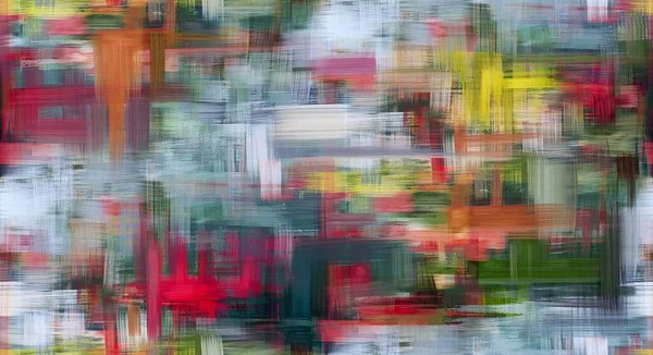 赤と緑のアクセントとダーティアート植物画 油絵具ストロークで作られたクロスハッチンググリッド シームレスな背景 カラフルな抽象作品 — ストック写真