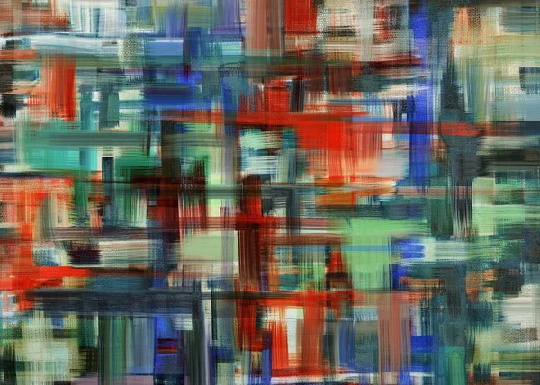 Obra Arte Abstrata Colorida Com Detalhes Verdes Vermelhos Tela Malha — Fotografia de Stock