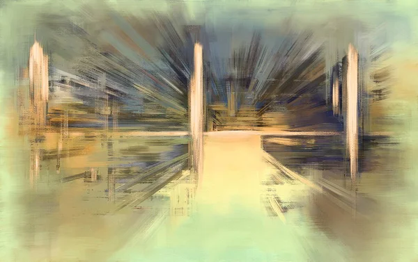 Malarstwo Abstrakcyjne Wibracje Surrealizmu Olej Płótnie Pastelową Paletą Szorstkimi Pociągnięciami — Zdjęcie stockowe
