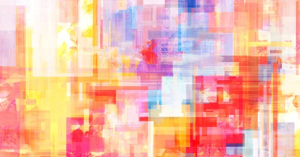 Jasné Plátno Digitálními Obdélníky Žlutá Karmínově Červená Abstraktní Malba Pozadí — Stock fotografie
