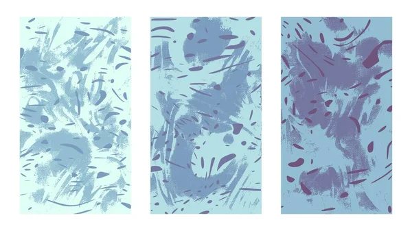 Artistieke Abstracte Zeewier Achtergrond Set Verticaal Blauw Geklonken Oppervlak Illusie — Stockvector