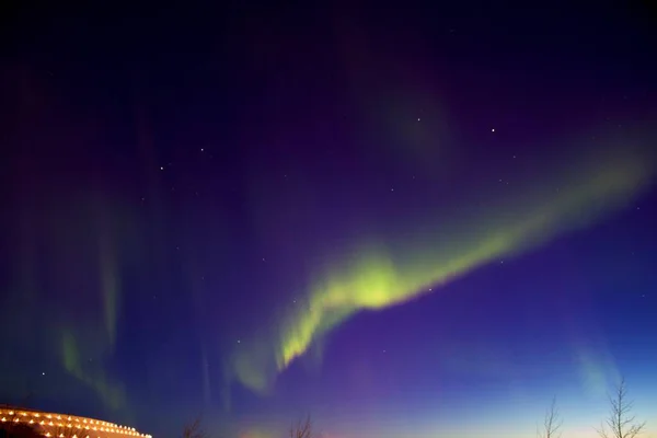 Vackra Norrsken Aurora Borealis Tagna Nära Kiruna Järnmalmsgruva — Stockfoto