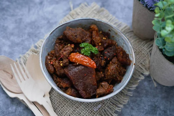 Sambal Goreng Krecek Guisado Picante Javanês Biscoitos Pele Gado Com — Fotografia de Stock