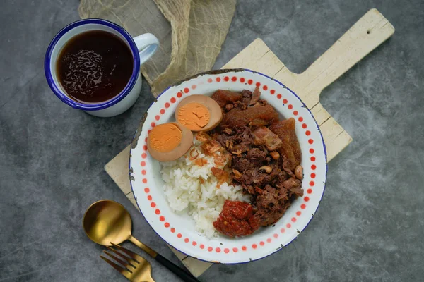 Gudeg Alimento Típico Yogyakarta Java Central Indonésia Que Feito Jaca — Fotografia de Stock