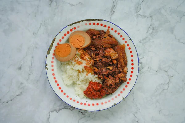 Gudeg Typisk Mat Yogyakarta Och Central Java Indonesien Som Gjord — Stockfoto