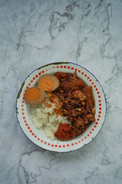 Gudeg Jest Typowym Jedzeniem Yogyakarta Central Java Indonezji Który Jest — Zdjęcie stockowe