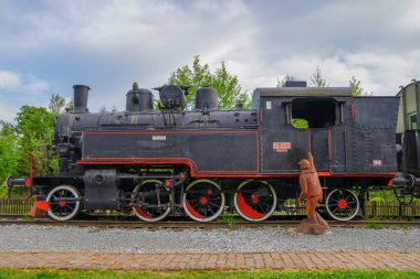 GREVAC, CROATIAMAY.20.2020-The original locomotive from the film-Train in the Snow