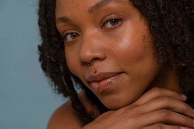 Portrait of young woman wearing face piercing