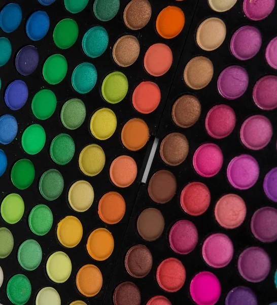 Palette Von Mehrfarbigen Kosmetischen Make Lidschattenpalette Bunte Schatten Textur Runde — Stockfoto