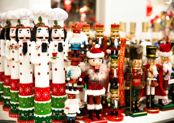 Colección Navidad Cascanueces Madera Juguete Soldado Figurita Tradicional Para Decoración — Foto de Stock