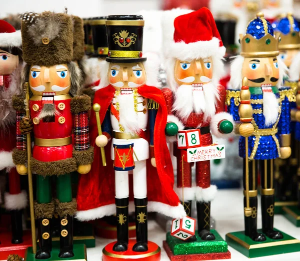 Colección Navidad Cascanueces Madera Juguete Soldado Figurita Tradicional Para Decoración — Foto de Stock