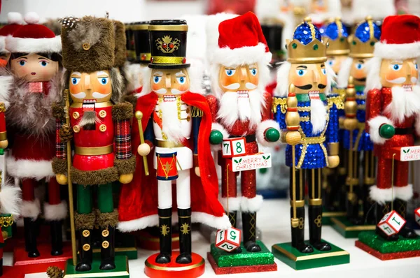 Kolekcja Boże Narodzenie Drewniane Dziadek Orzechów Zabawka Żołnierz Figurka Tradycyjnych — Zdjęcie stockowe
