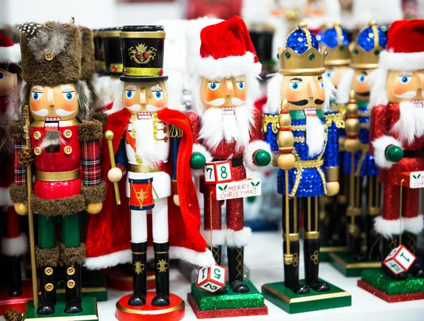 Colección Navidad Cascanueces Madera Juguete Soldado Figurita Tradicional Para Decoración — Foto de Stock