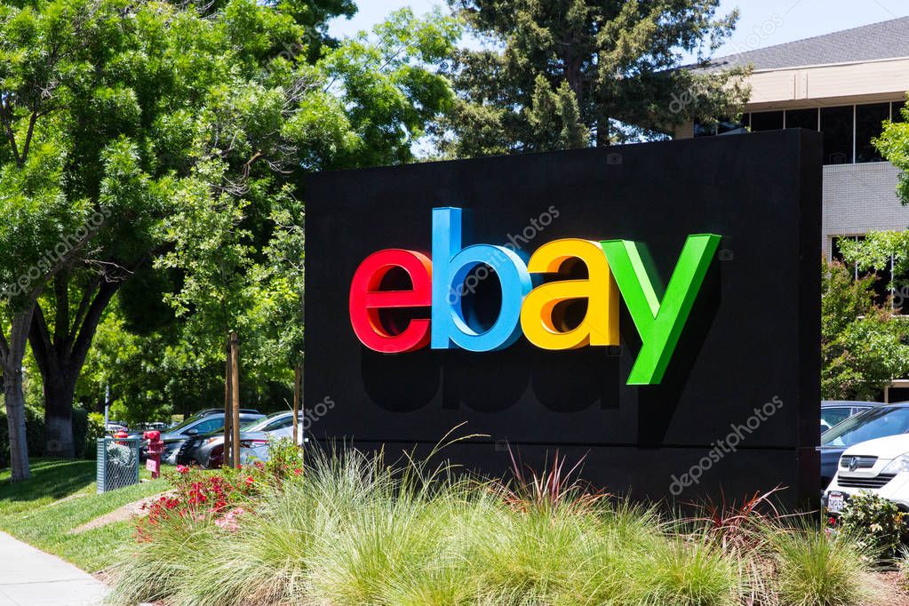 San Jose, California, USA - May 21, 2018: eBay's headquarters campus, Welcome center named Main Street. eBay Inc is a global e-commerce leader with  Marketplace, StubHub and Classifieds platforms