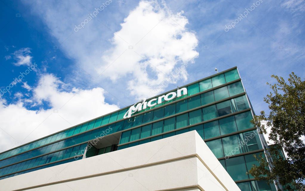 Milpitas, CA, USA - March 26, 2019: Micron Technology Inc. One of american leader in  semiconductor devices, dynamic random-access memory, flash memory, USB flash drives, solid-state drives.