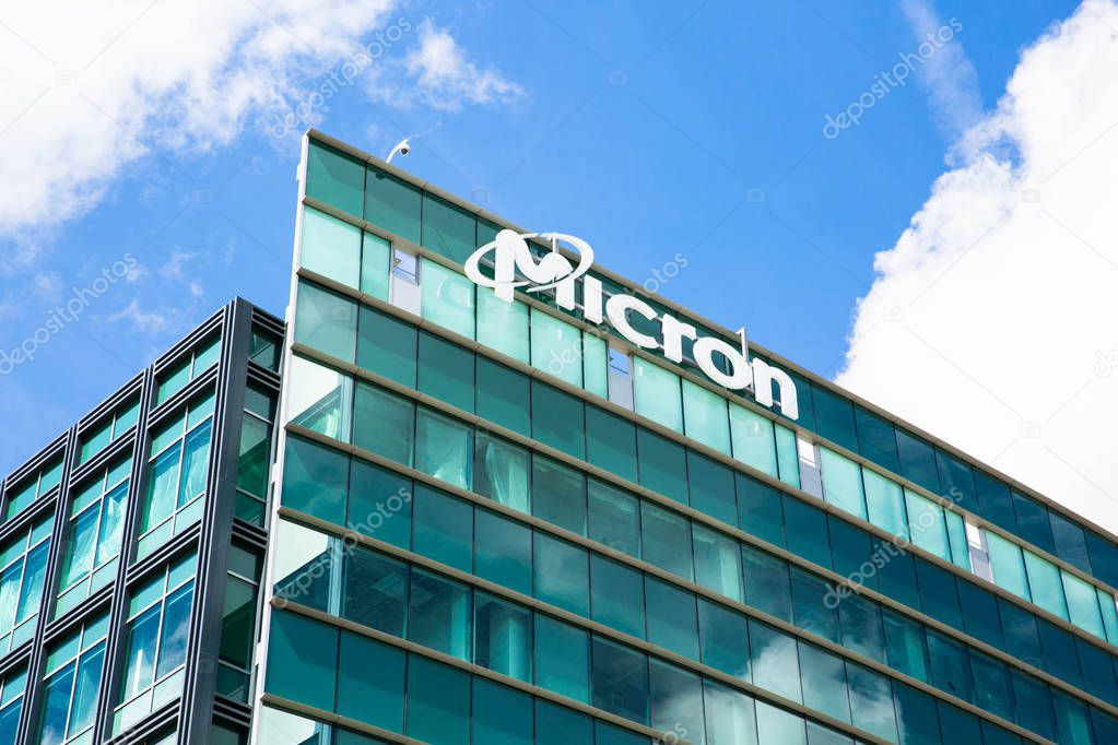 Milpitas, CA, USA - March 26, 2019: Micron Technology Inc. One of american leader in  semiconductor devices, dynamic random-access memory, flash memory, USB flash drives, solid-state drives.