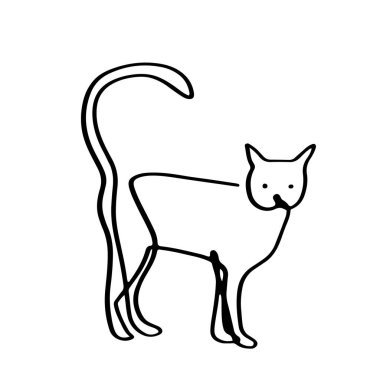 Kesintisiz çizgi şirin kedi sadeliği çizimi