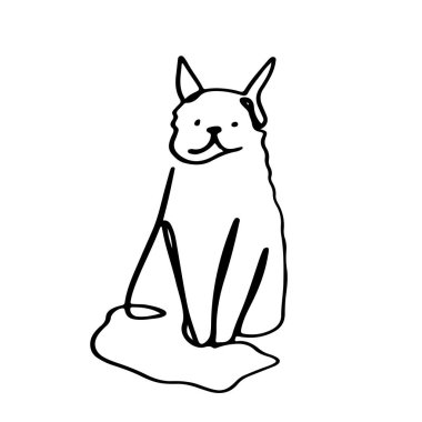 Kesintisiz çizgi şirin kedi sadeliği çizimi