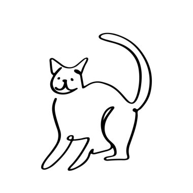 Kesintisiz çizgi şirin kedi sadeliği çizimi