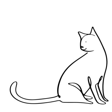Kesintisiz çizgi şirin kedi sadeliği çizimi