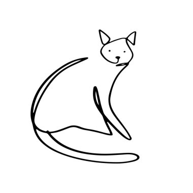 Kesintisiz çizgi şirin kedi sadeliği çizimi