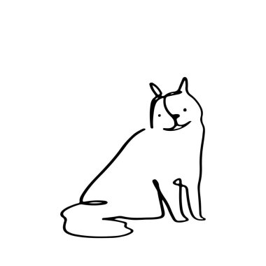 Kesintisiz çizgi şirin kedi sadeliği çizimi
