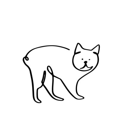 Kesintisiz çizgi şirin kedi sadeliği çizimi