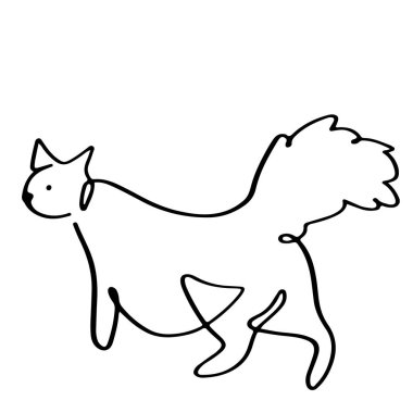 Kesintisiz çizgi şirin kedi sadeliği çizimi