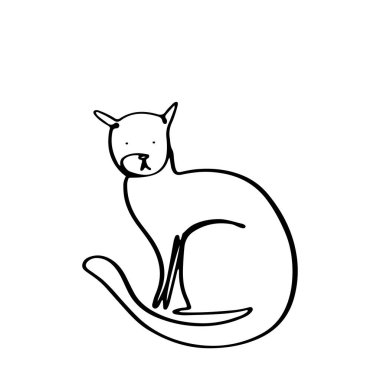 Kesintisiz çizgi şirin kedi sadeliği çizimi
