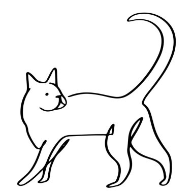 Kesintisiz çizgi şirin kedi sadeliği çizimi