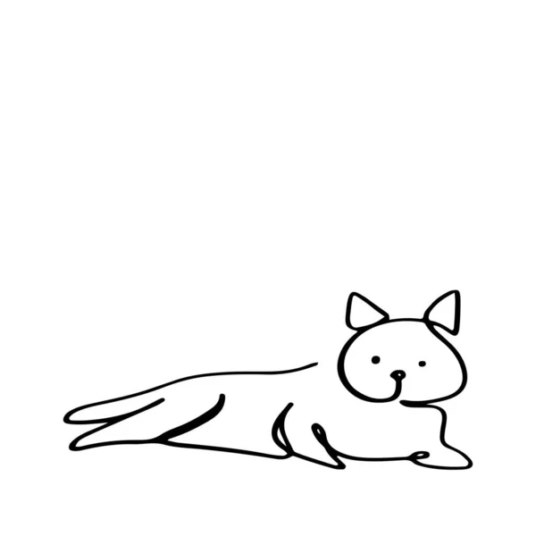Kesintisiz Çizgi Şirin Kedi Sadeliği Çizimi — Stok fotoğraf