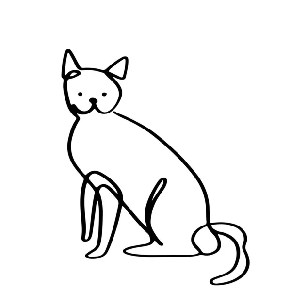 Непрерывная Линия Симпатичная Простота Кошки Иллюстрация — стоковое фото