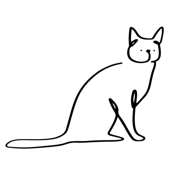 連続線かわいい猫のシンプルイラスト — ストック写真