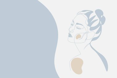 Devamlı çizgiler, set yüzleri ve saç stili, moda konsepti, kadın güzellik minimalisti, illüstrasyon oldukça seksi. Tişört için slogan tasarım grafikleri biçimi