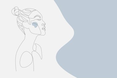 Devamlı çizgiler, set yüzleri ve saç stili, moda konsepti, kadın güzellik minimalisti, illüstrasyon oldukça seksi. Tişört için slogan tasarım grafikleri biçimi