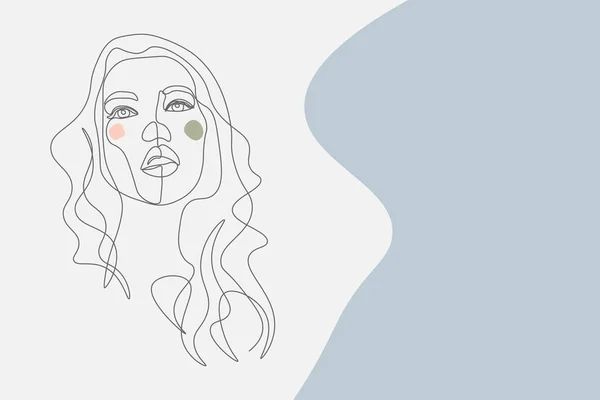 Línea Continua Dibujo Caras Peinado Concepto Moda Mujer Belleza Minimalista —  Fotos de Stock