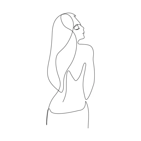 Ciągła Linia Rysunek Twarzy Fryzury Koncepcja Mody Kobieta Piękno Minimalistyczne — Zdjęcie stockowe