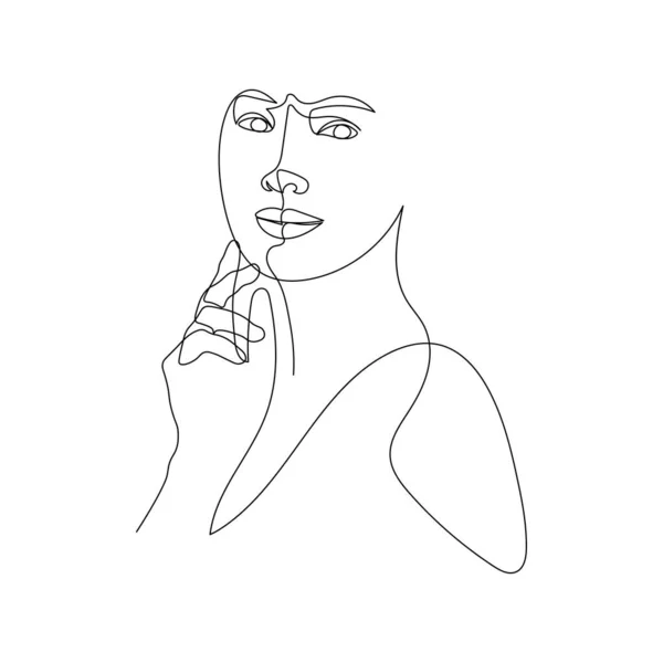 Línea Continua Dibujo Caras Peinado Concepto Moda Mujer Belleza Minimalista — Foto de Stock