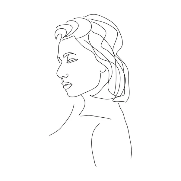 Kontinuerlig Linje Teckning Set Ansikten Och Frisyr Mode Koncept Kvinna — Stockfoto