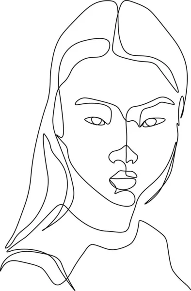 Línea Continua Dibujo Caras Peinado Concepto Moda Mujer Belleza Minimalista —  Fotos de Stock