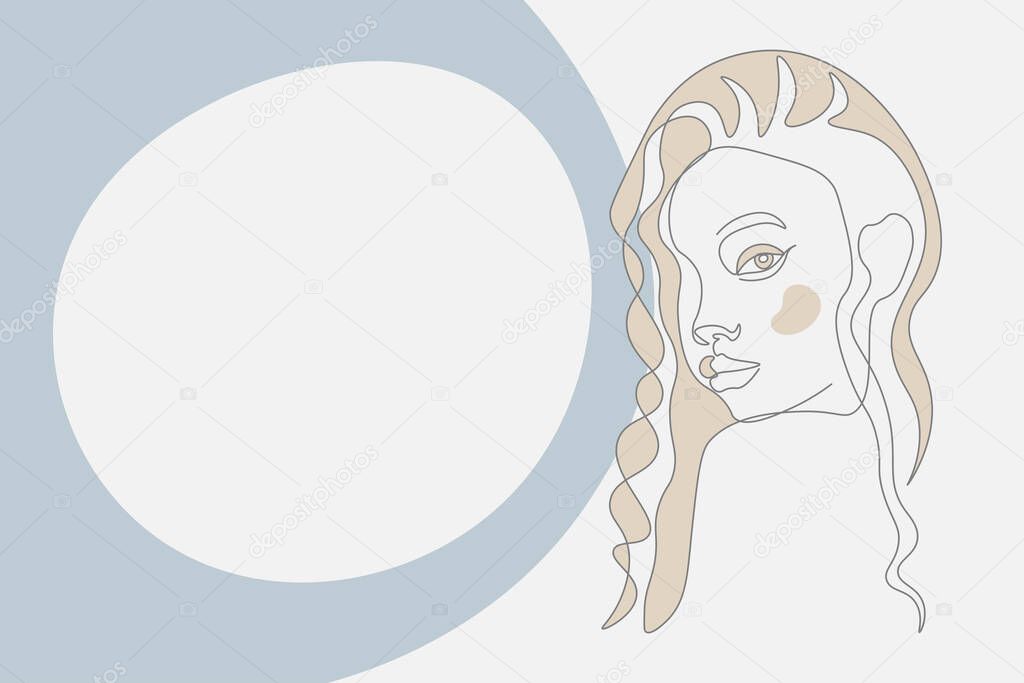 Continuous line, drawing of set faces and hairstyle, fashion concept, woman beauty minimalist,illustration pretty sexy. for t-shirt, slogan design print graphics style