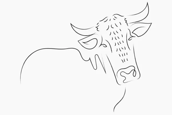 Chinese New Year 2021 Year Cow Red Gold Line Art — Stock Photo, Image