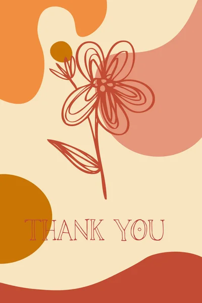 Thank You Cute Card Hand Drawn Leaves Plantsthe Autumn — Stock Photo, Image