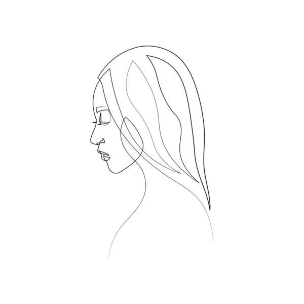 Kontinuierliche Linie Zeichnung Von Gesetzten Gesichtern Und Frisur Modekonzept Frau — Stockfoto