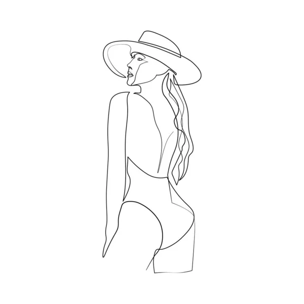 Línea Continua Dibujo Caras Peinado Concepto Moda Mujer Belleza Minimalista —  Fotos de Stock