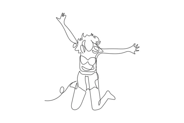 Continuous Line Drawing Jumping Joy Illustration — Stock Photo, Image