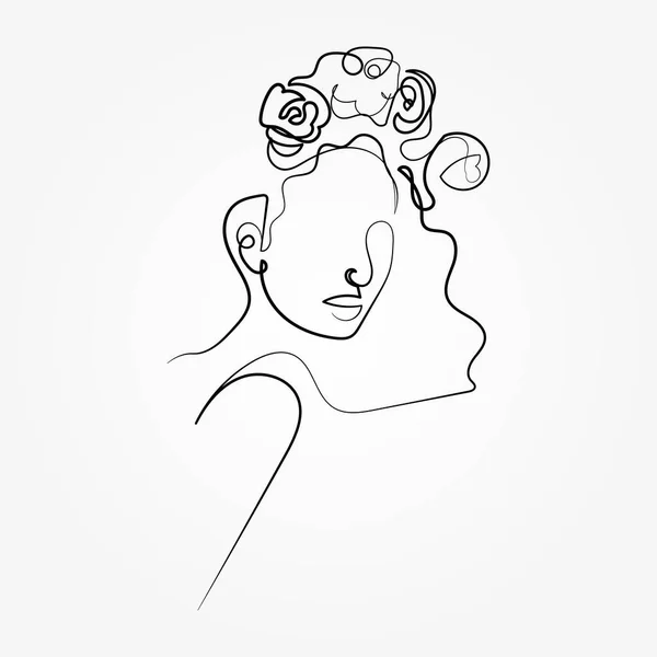 Devamlı Çizgiler Set Yüzleri Saç Stili Moda Konsepti Kadın Güzellik — Stok fotoğraf