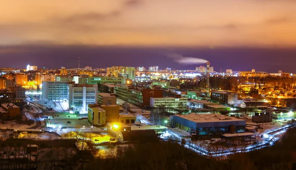 Luci Notturne Della Città Che Sparano Dall Alto — Foto Stock