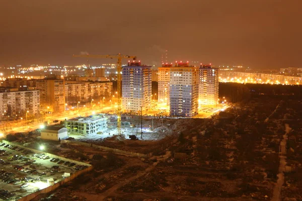 Ciudad Noche Luz Casa Vista — Foto de Stock